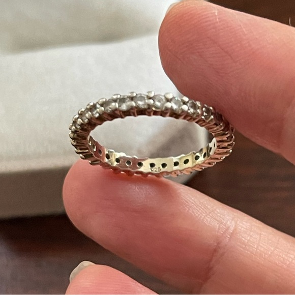 Cubic zirconia gold plated solid sterling silver size 7.0 eternity ring - Picture 8 of 11